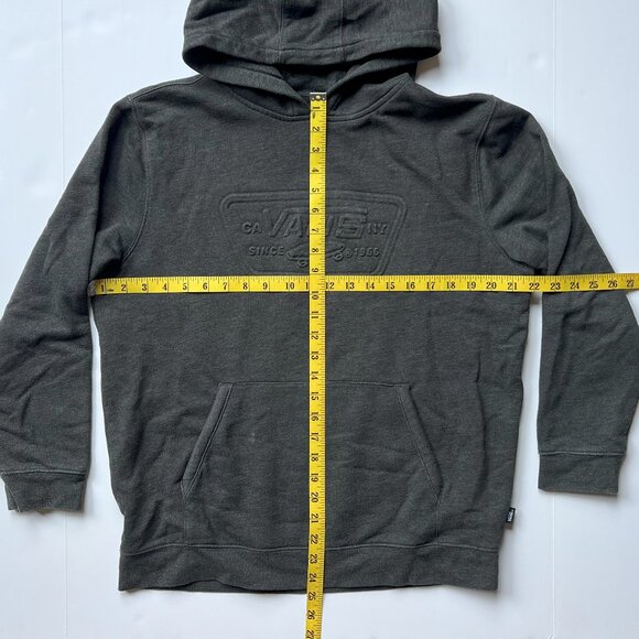 VANS Fleece Hoodie Sweatshirt Youth XL Embossed Logo - Dark Gray Heather EUC - Picture 5 of 8